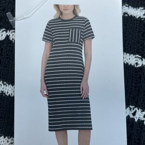 Marc New York Women's S Striped Dress Black Polyester e0616